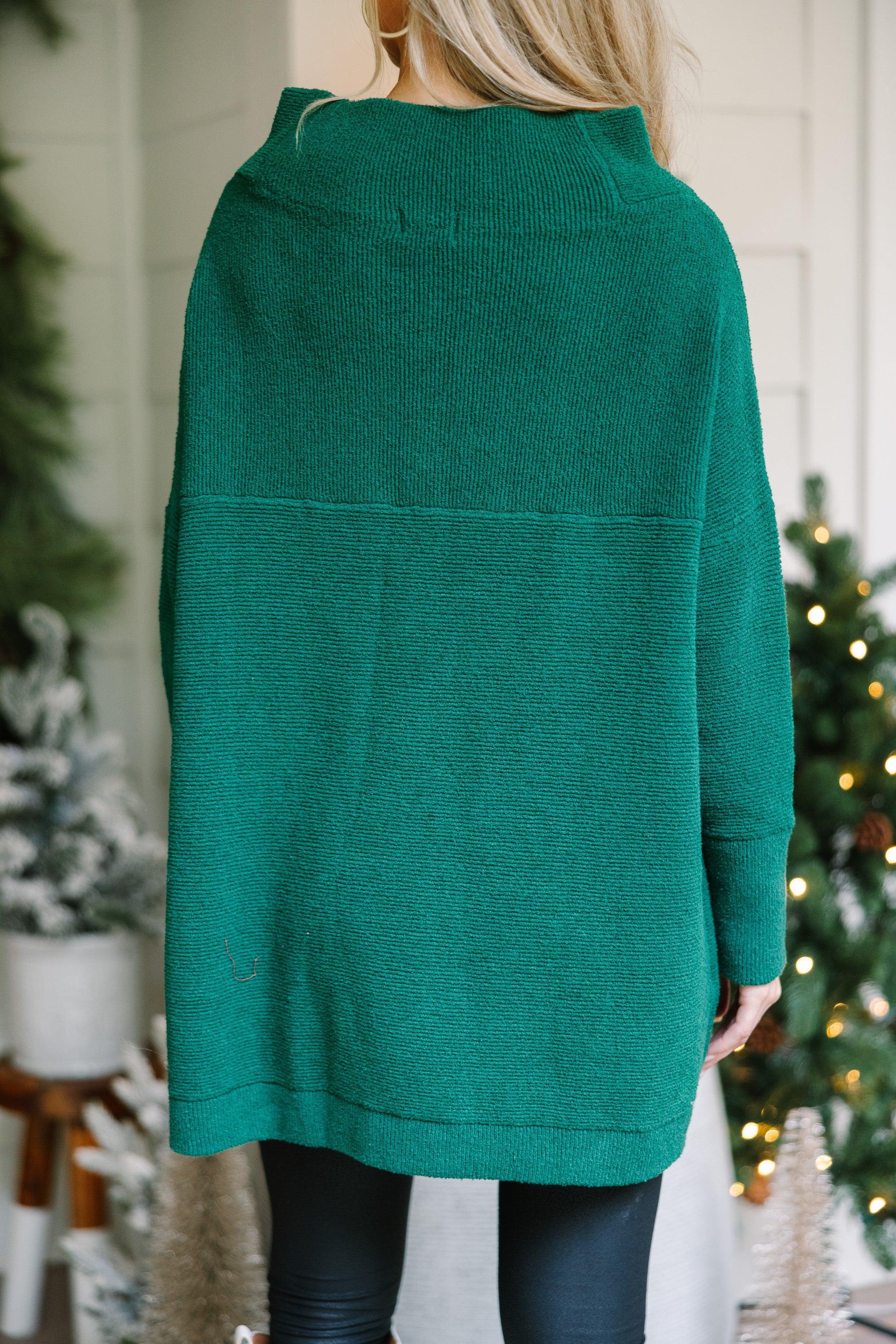 The Slouchy Emerald Green Mock Neck Tunic Female Product Image