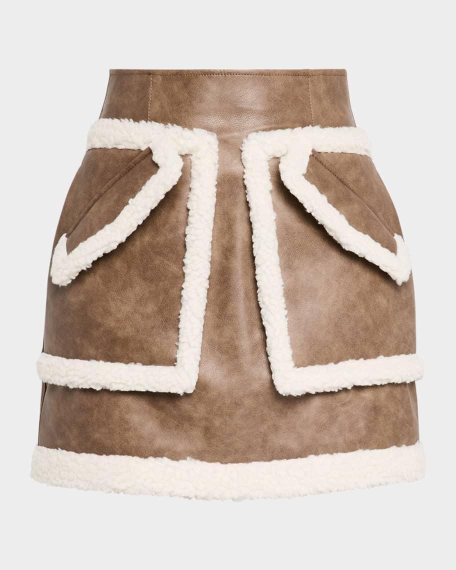 Cherry Faux-Fur Trim Mini Skirt  Product Image