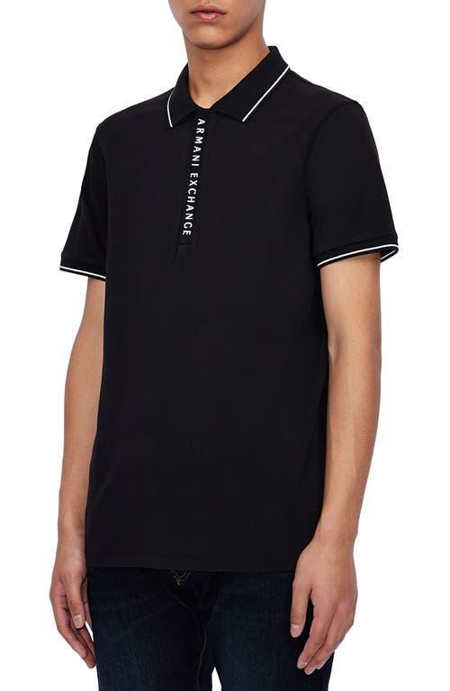 Armani Exchange Slim Fit Zipper Logo Short Sleeve Polo Shirt Product Image