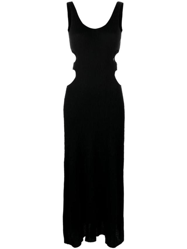 CHLOÉ Cutout Crinkled Silk-linen Knit Maxi Dress In Black Product Image