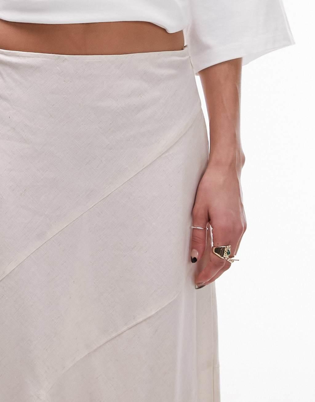 Topshop tiered disjointed maxi skirt in ivory Product Image