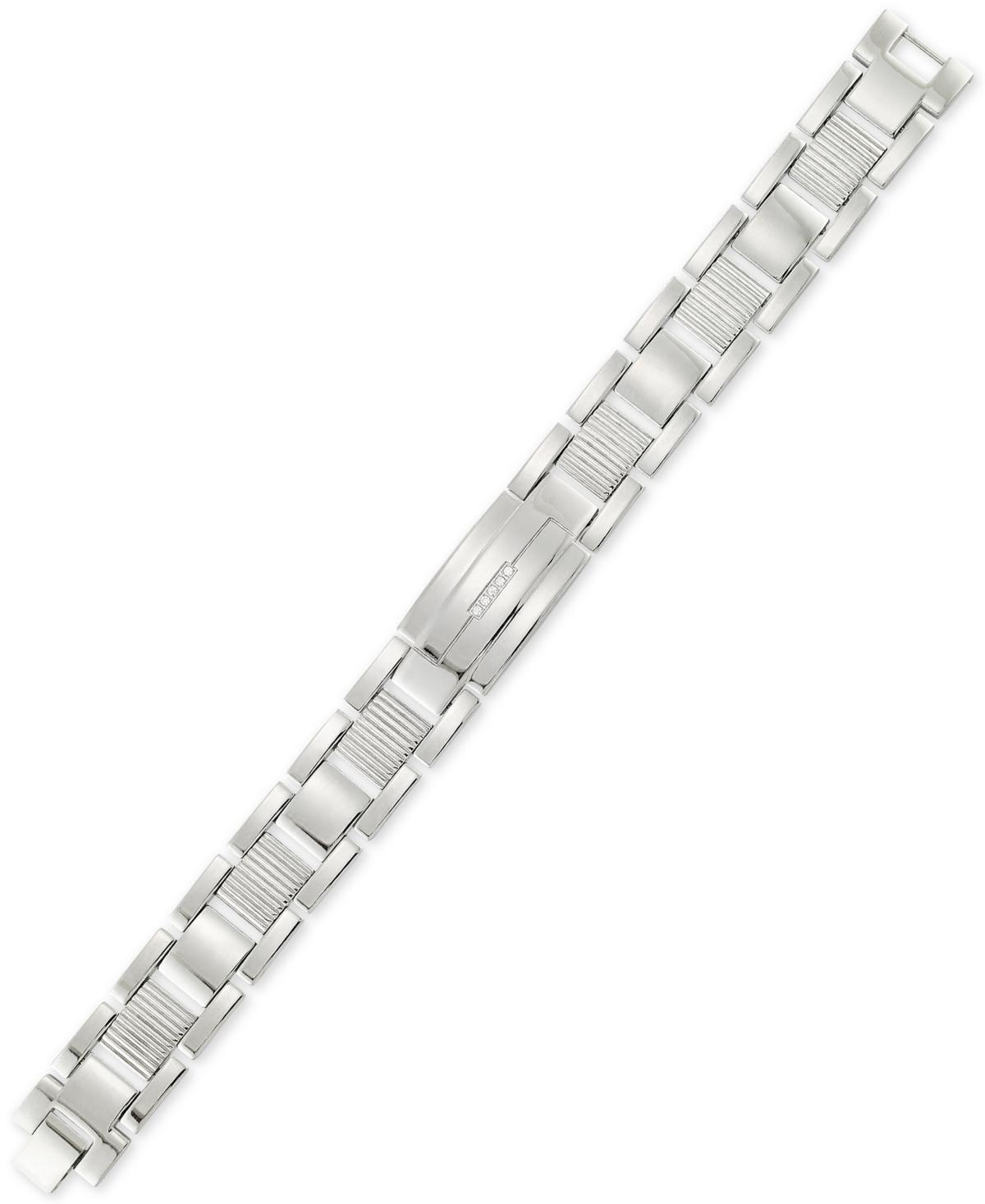 Legacy for Men by Simone I. Smith Crystal Accent Textured Link Bracelet in Stainless Steel Product Image