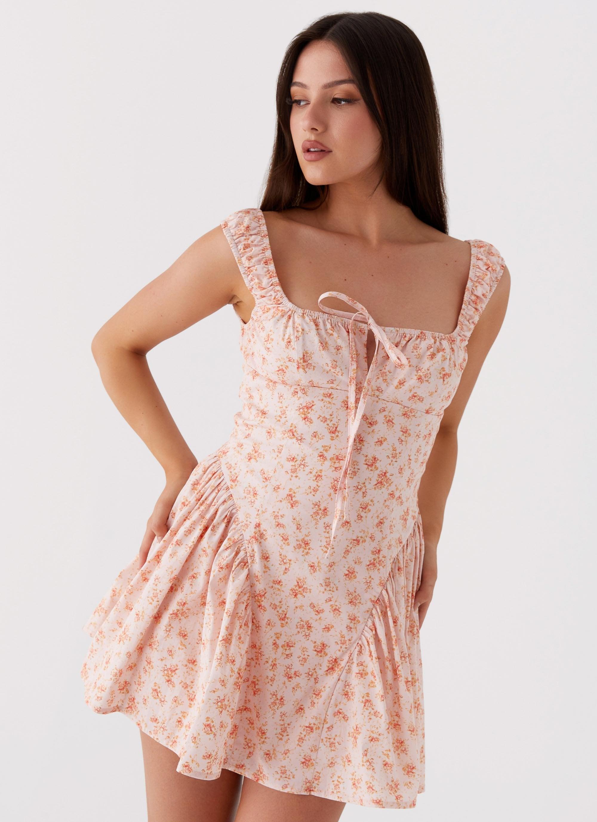 Luna Ditsy Mini Dress - Pink Ditsy Floral Product Image