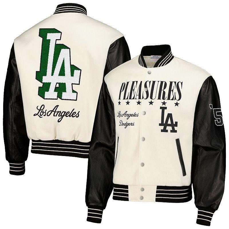 Mens PLEASURES Los Angeles Dodgers Full-Snap Varsity Jacket Product Image