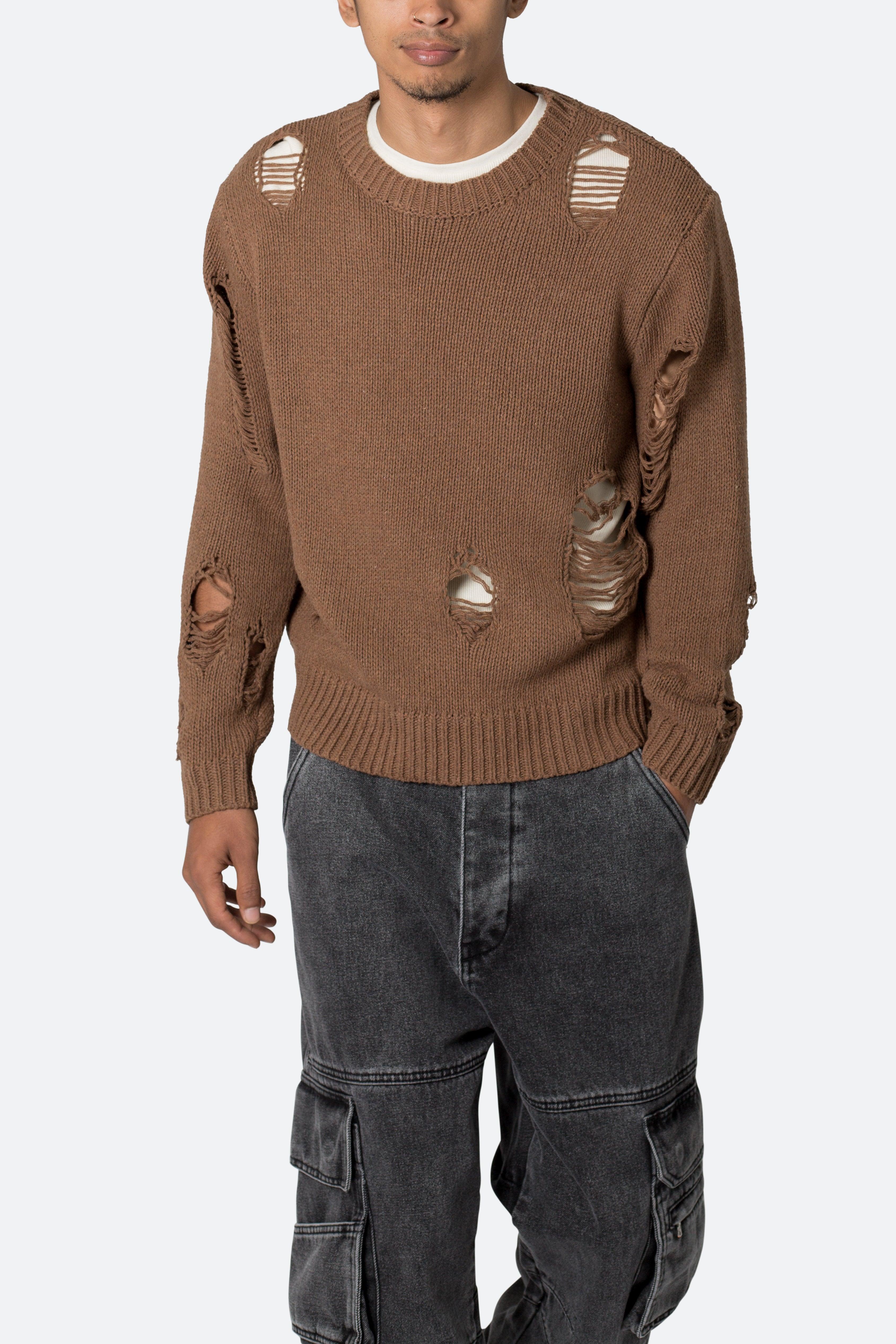 Distressed Sweater - Brown Product Image