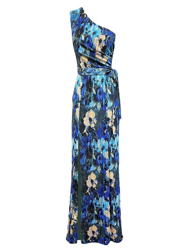 Womens Bella Floral Pliss One-Shoulder Maxi Dress Product Image