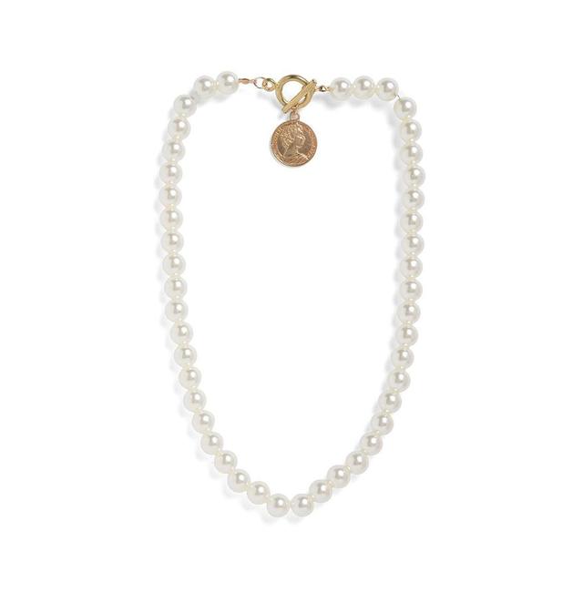 Sohi Womens White Pearl Strand Necklace Product Image