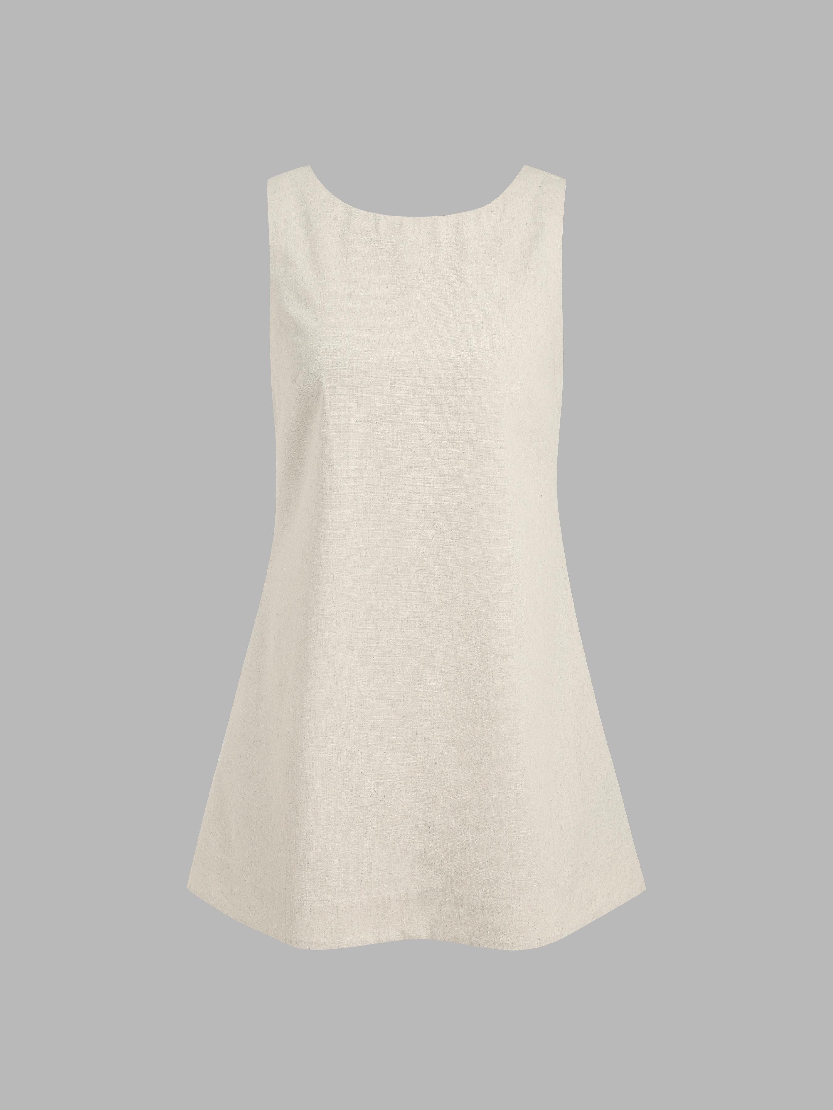 Linen-blend Scoop Neckline Solid Backless Pocket Sleeveless Mini Dress Product Image