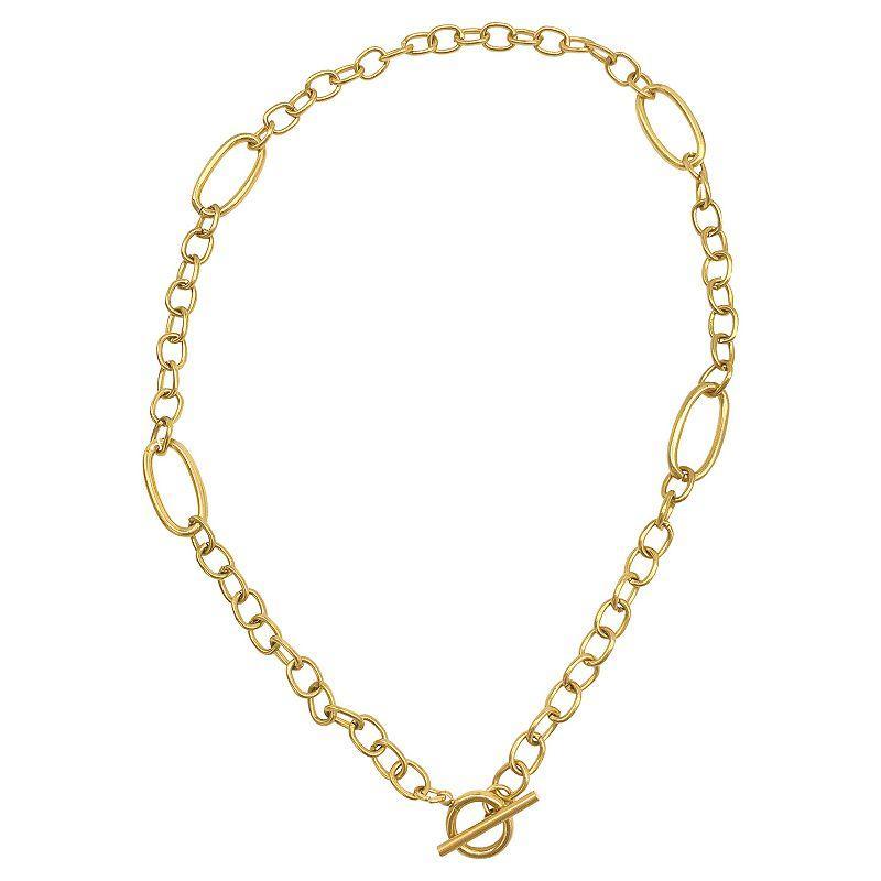 Adornia 14k Gold Plated Stainless Steel Mixed Link Toggle Necklace, Womens Yellow Product Image