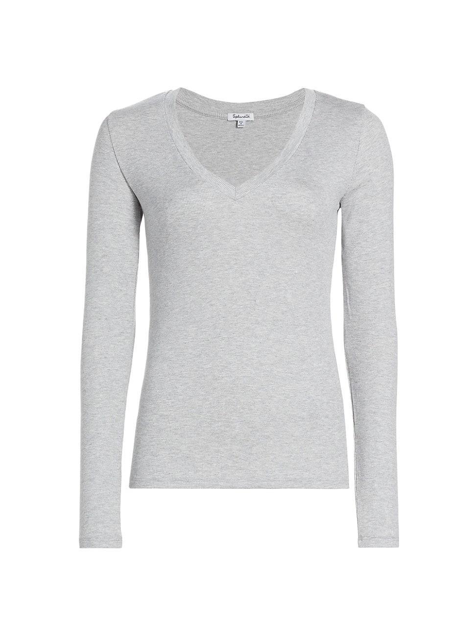 Womens Valley Rib-Knit V-Neck Top Product Image