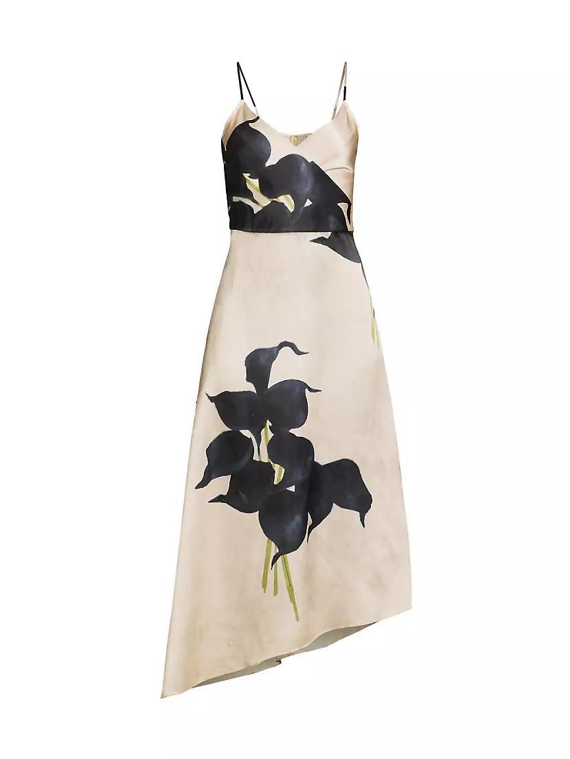 Womens Floral Asymmetric Sleeveless Midi-Dress Product Image