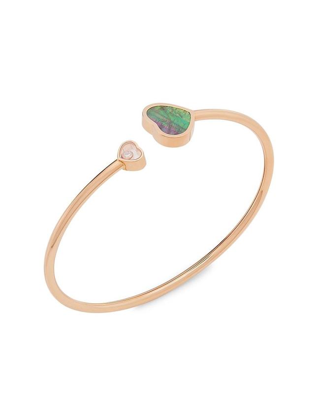 Womens Happy Hearts 18K Rose Gold, Diamond & Tahitian Mother-Of-Pearl Bangle Product Image