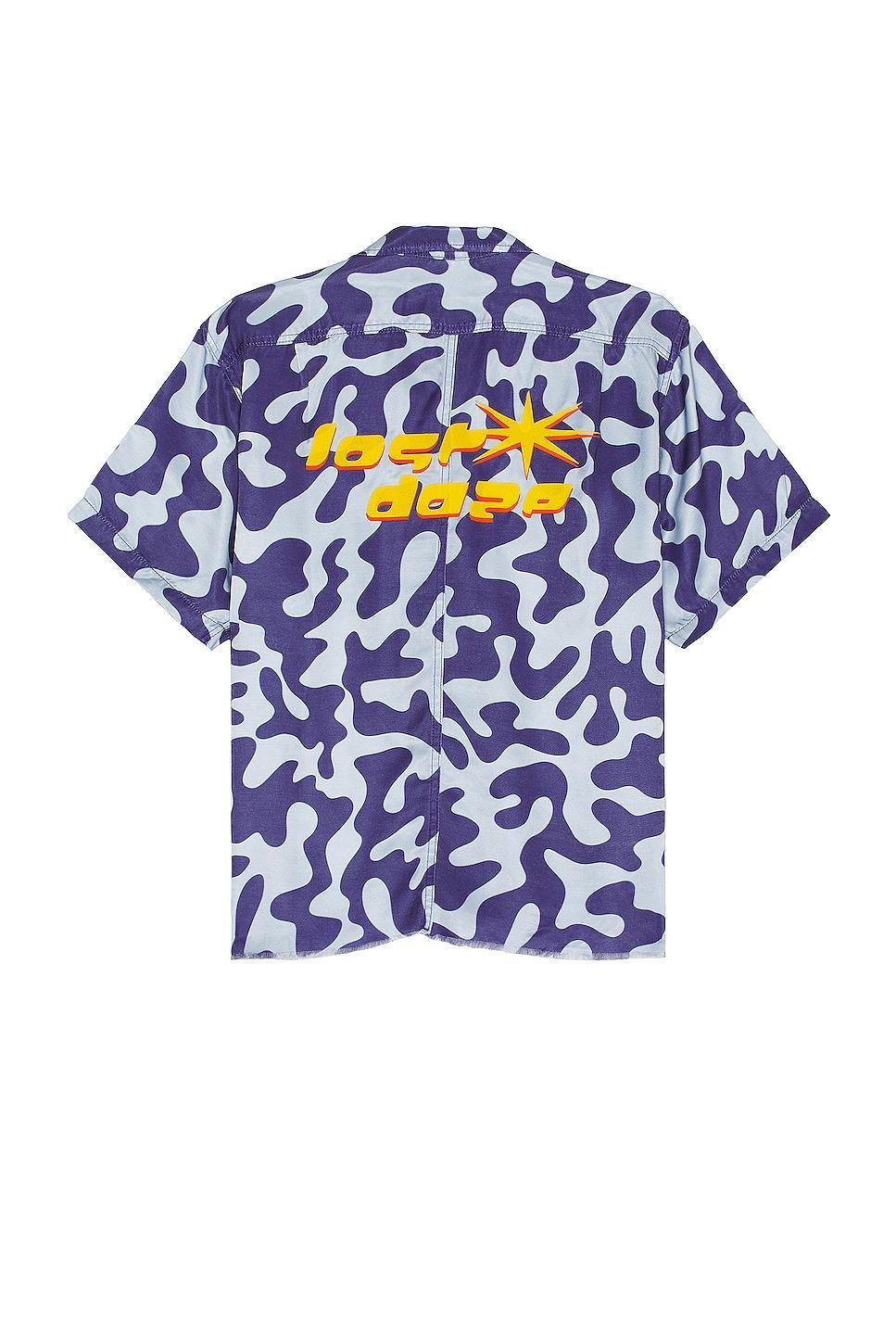 Lost Daze Kuro Collage Camp Shirt Blue. (also in M, S). Product Image