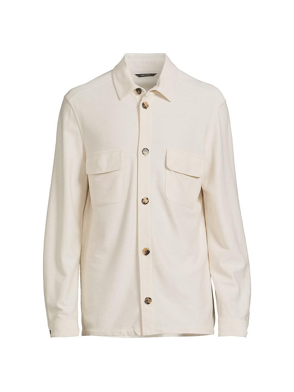 Mens Silk & Cotton-Blend Button-Front Overshirt Product Image