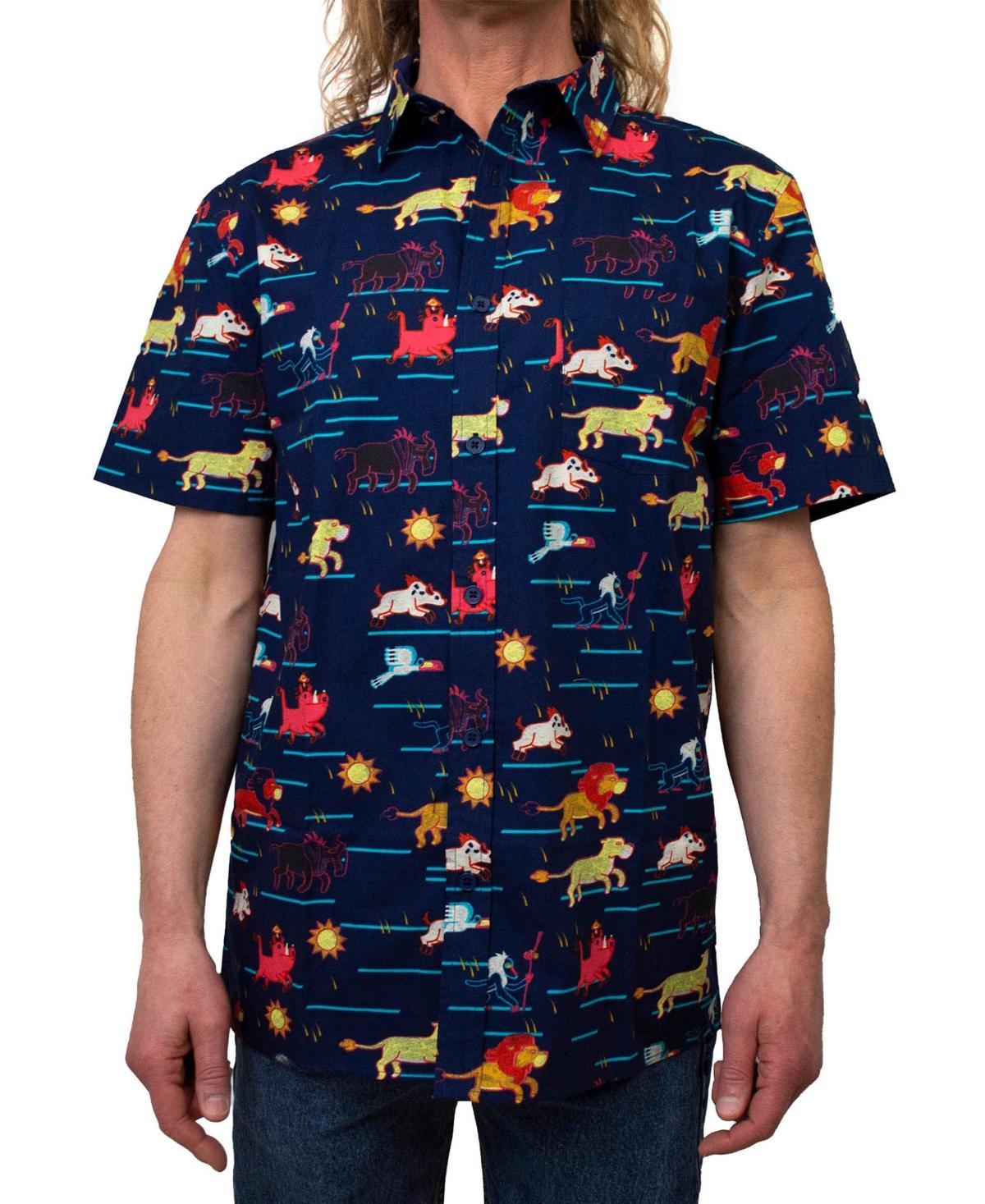 Mens Lion King Stampeded Button Up Blue Product Image