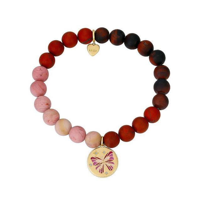 Love This Life 14k Gold Plated Gemstone Bead & Butterfly Charm Stretch Bracelet, WomensMedium,Large Product Image