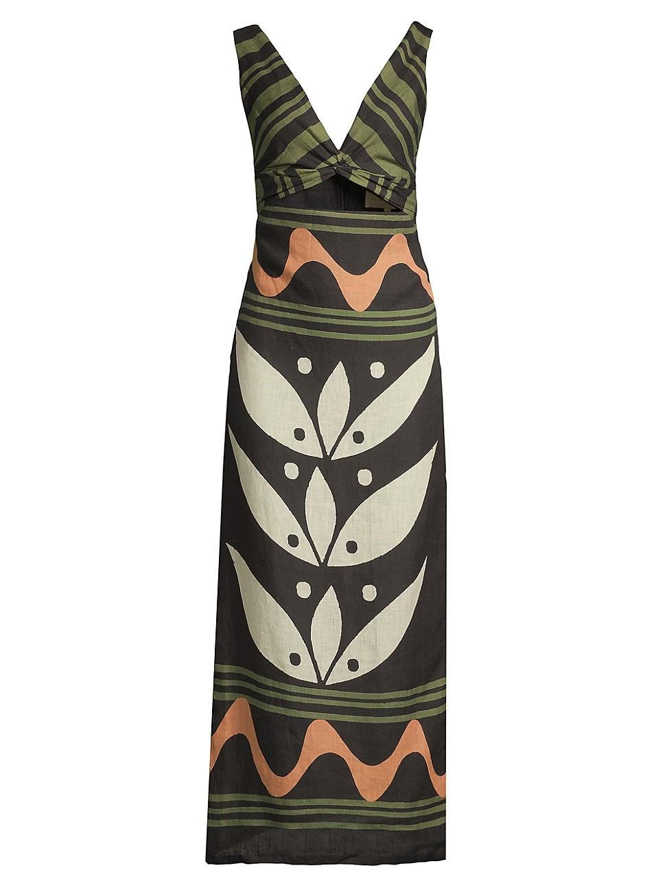 Womens Sonne Simone Printed Linen Midi-Dress Product Image