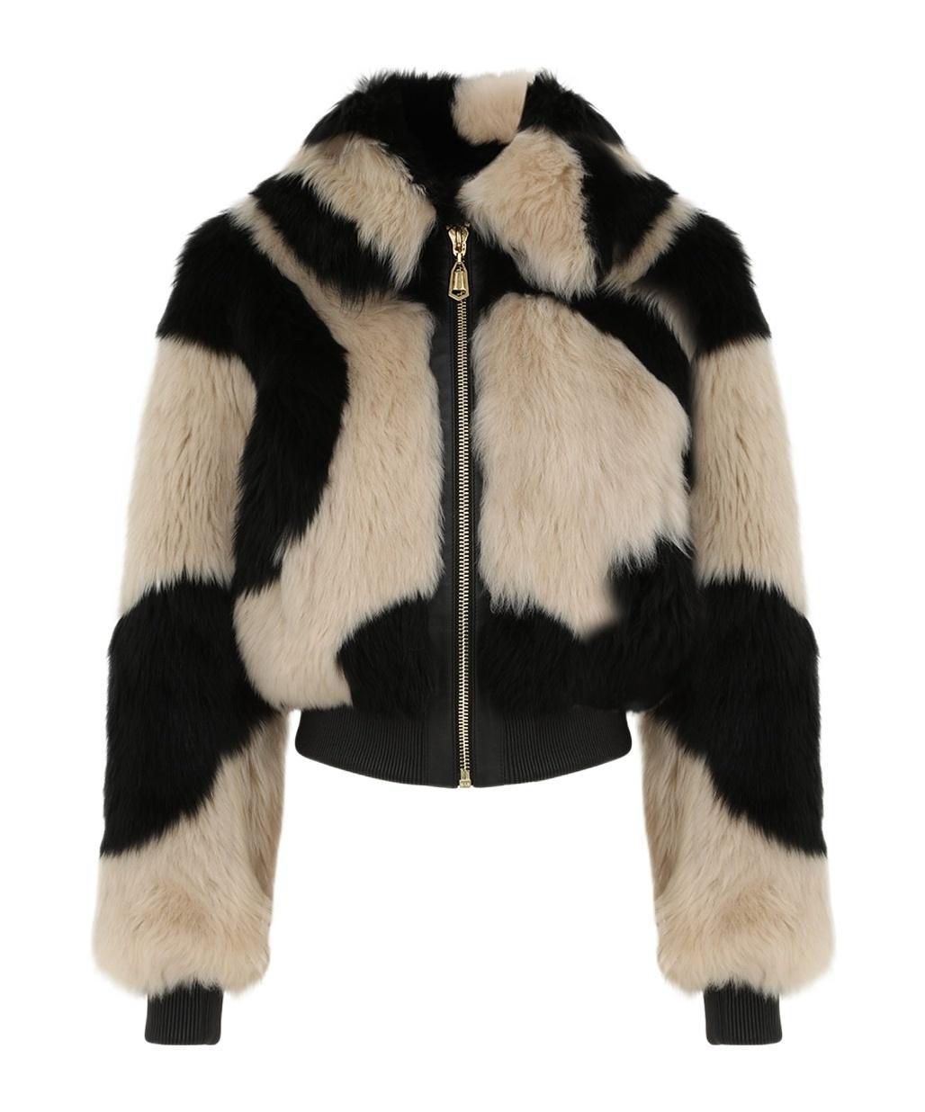 ZIMMERMANN Illustration Swirl Shearling Fur Jacket In Blcr Product Image