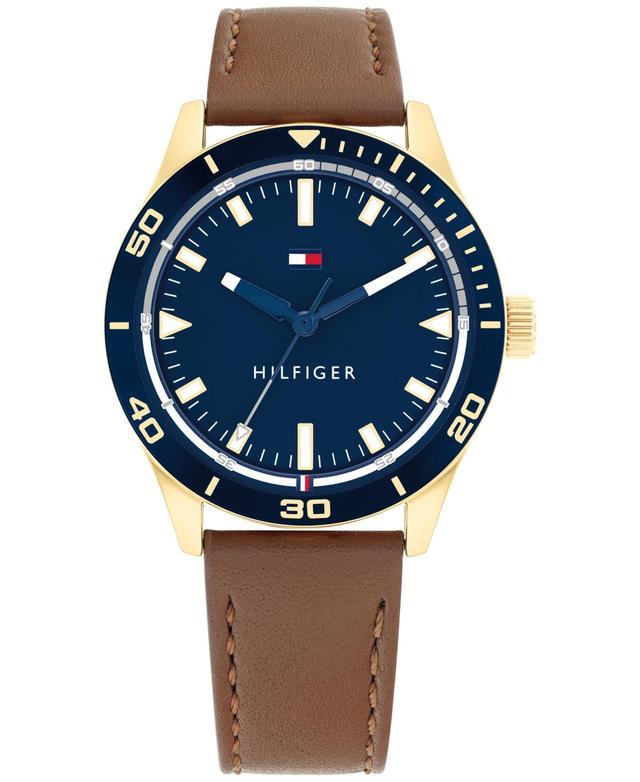 Tommy Hilfiger Mens Brown Leather Strap Watch 38mm Product Image