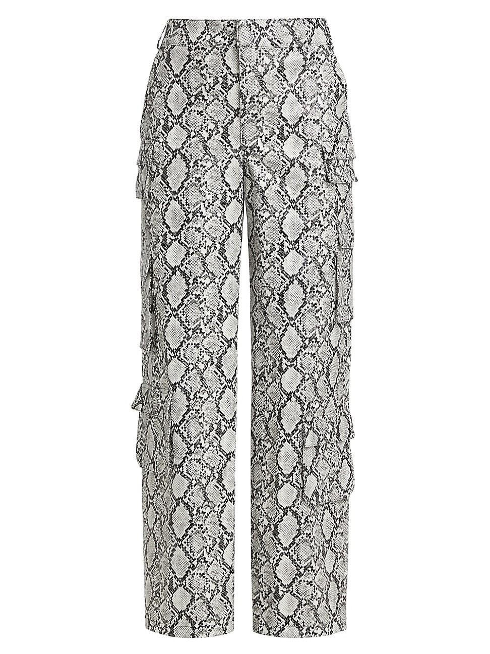 Womens Bobbi Python-Print Cargo Pants Product Image