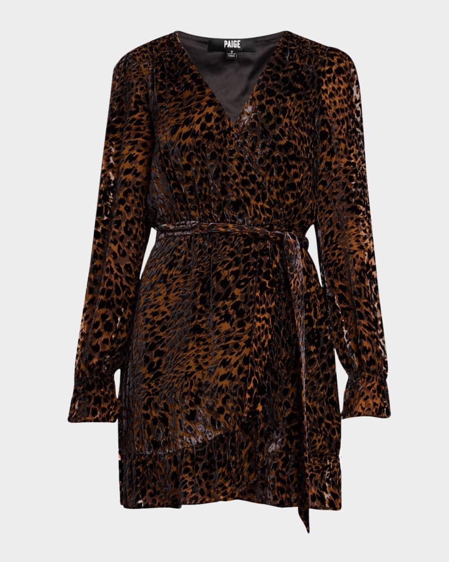 Ysabel Cheetah Velvet Wrap Dress Product Image