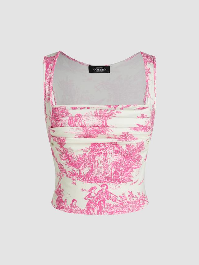 Toile de Jouy Square Neck Tank Top Product Image