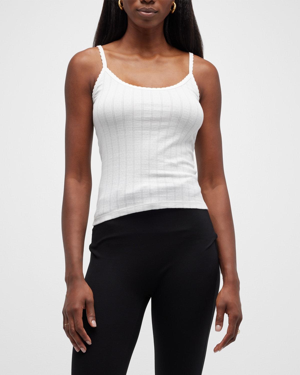 LESET Pointelle Classic Tank Top Black. (also in L, S, XL, XS). Product Image