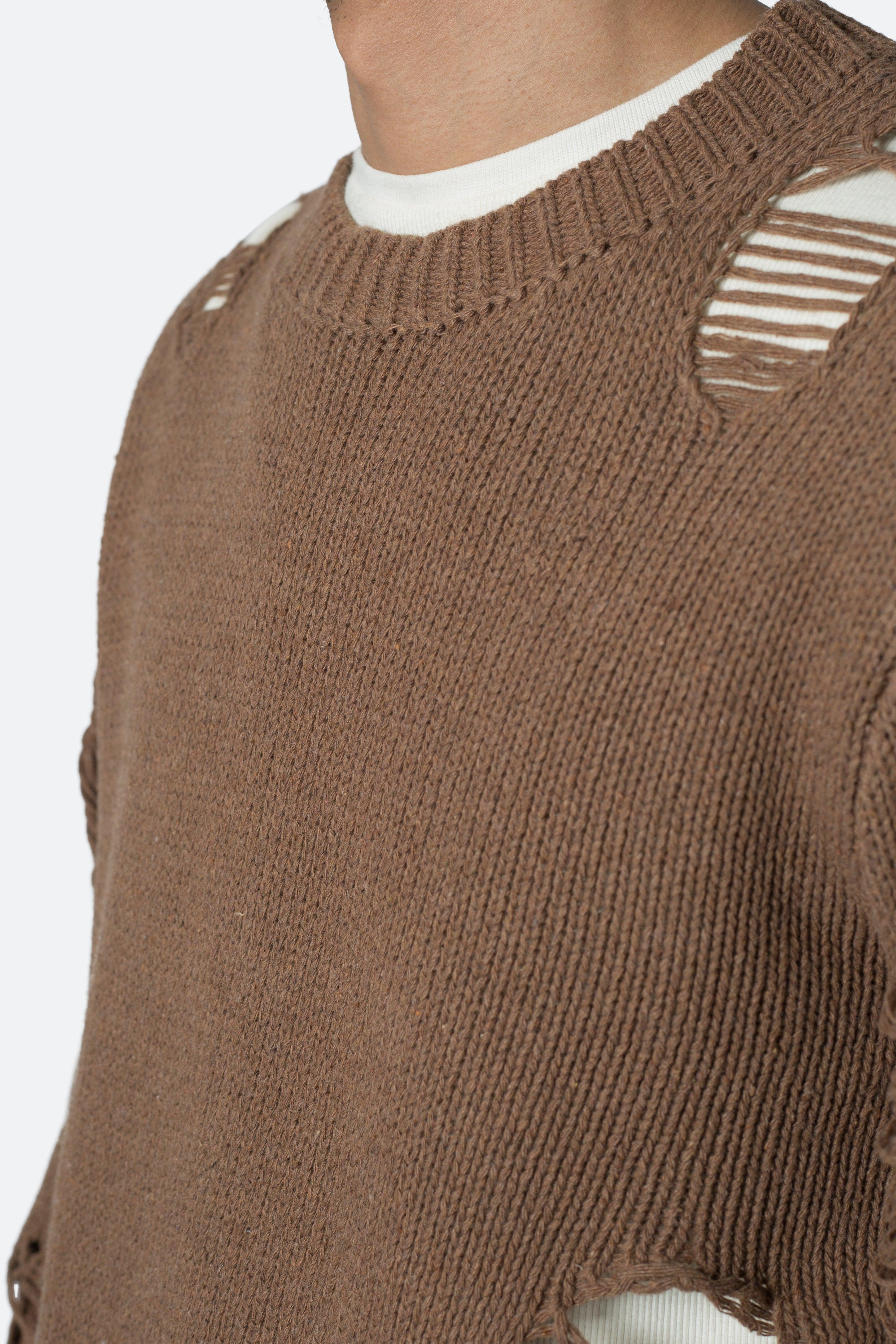 Distressed Sweater - Brown Product Image