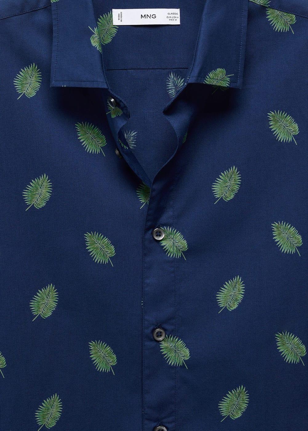 MANGO MAN - 100% cotton printed shirt ink blueMen Product Image