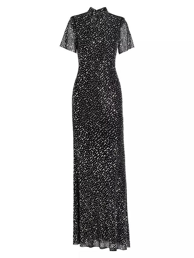 Square Rhinestone Mesh Maxi Dress Product Image