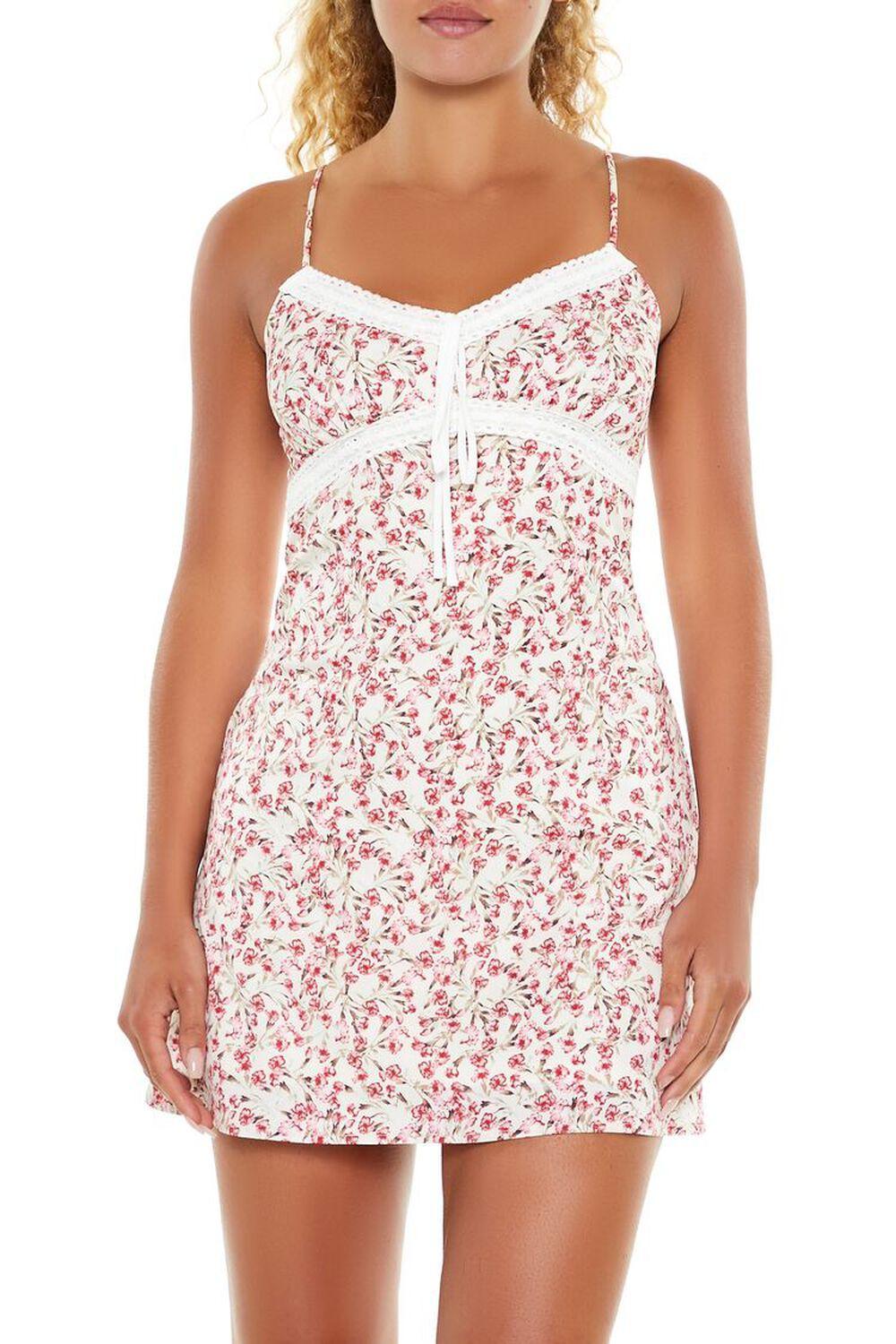 Floral Print Lace Mini Dress | Forever 21 Product Image