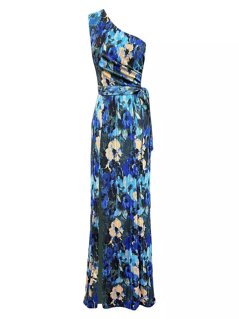 Bella Floral Plissé One-Shoulder Maxi Dress Product Image