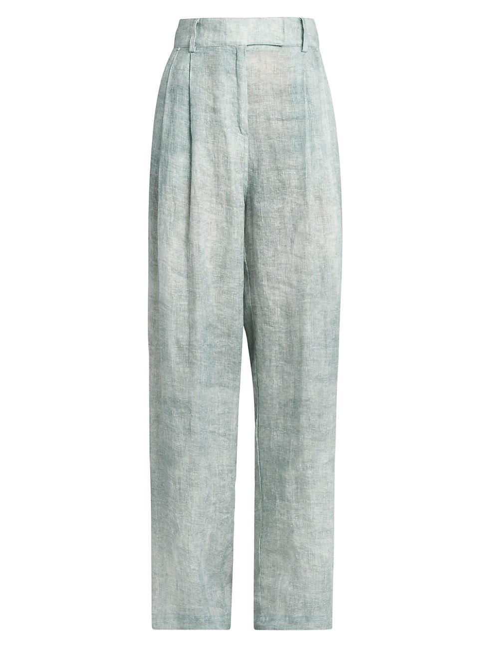 Linen Denim Effect Wide-Leg Pants Product Image