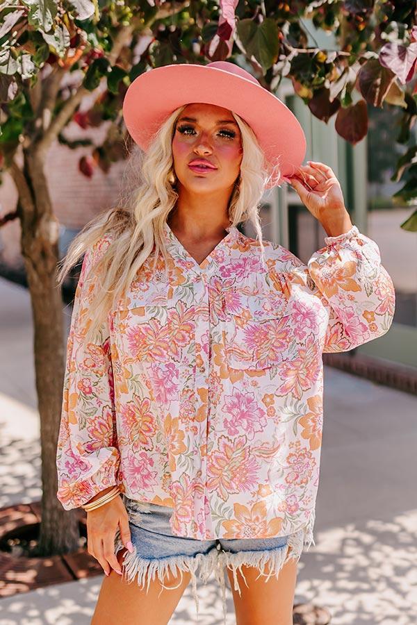 Editor In Chic Floral Button Up In Pink Product Image