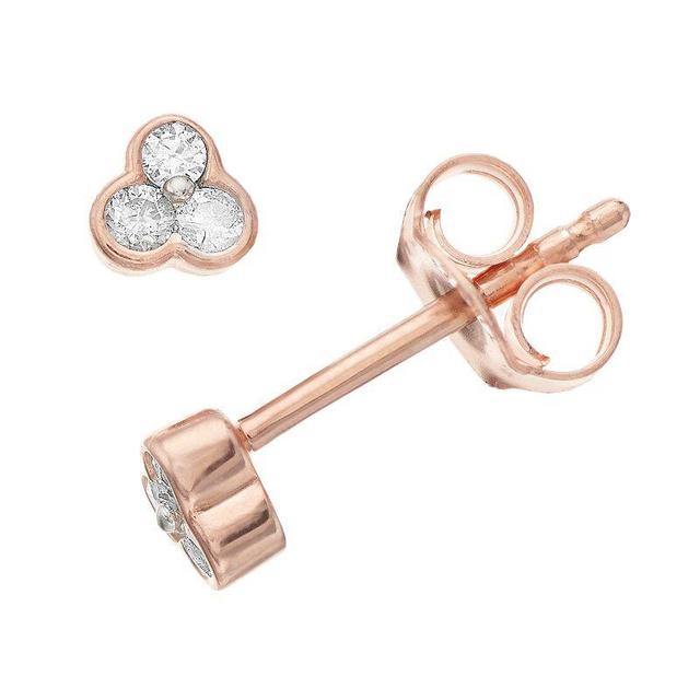 Rose Gold Over Sterling Silver 1/10 Carat T.W. Diamond Stud Earrings, Womens, Pink Tone Product Image