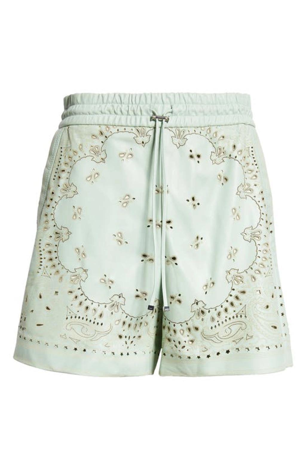 AMIRI Leather Bandana Short In Mint Product Image