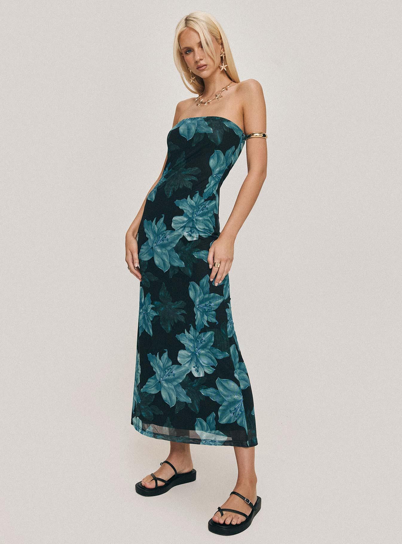 Celik Maxi Dress Black / Blue Floral Product Image