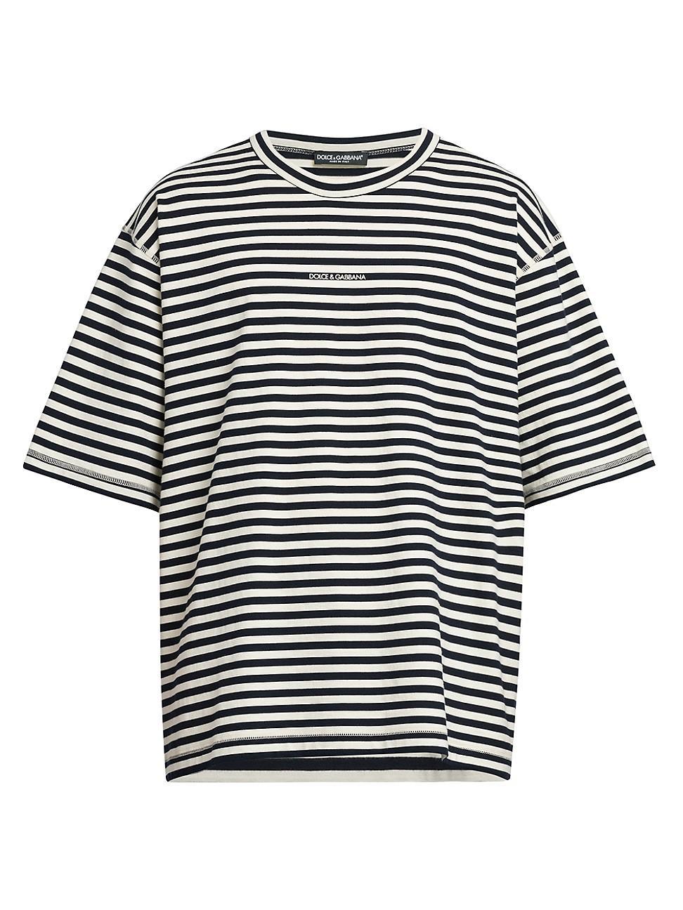 Mens Striped Cotton Crewneck T-Shirt Product Image