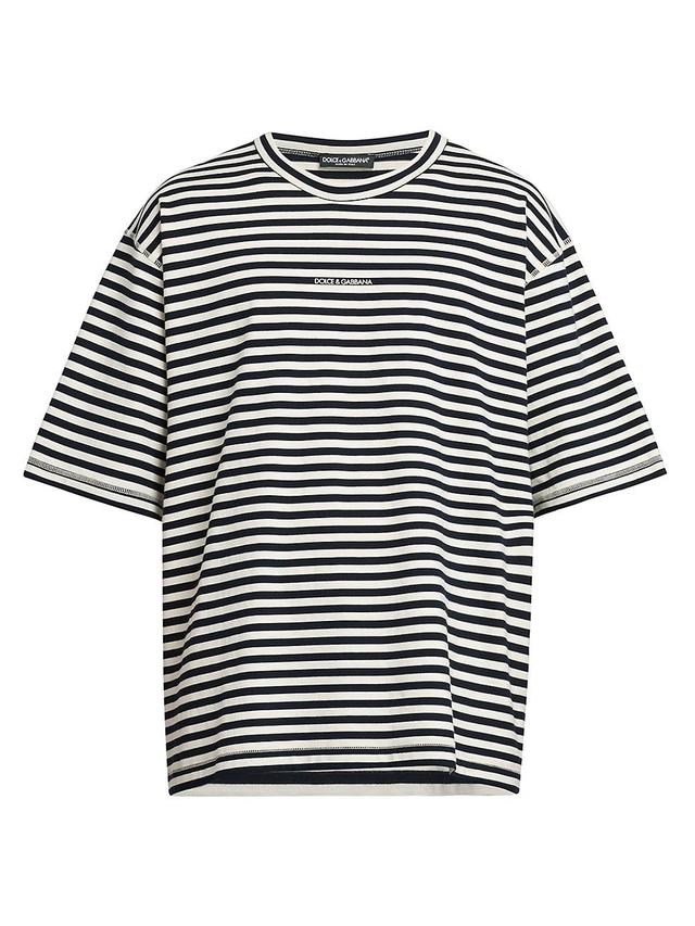 Mens Striped Cotton Crewneck T-Shirt Product Image