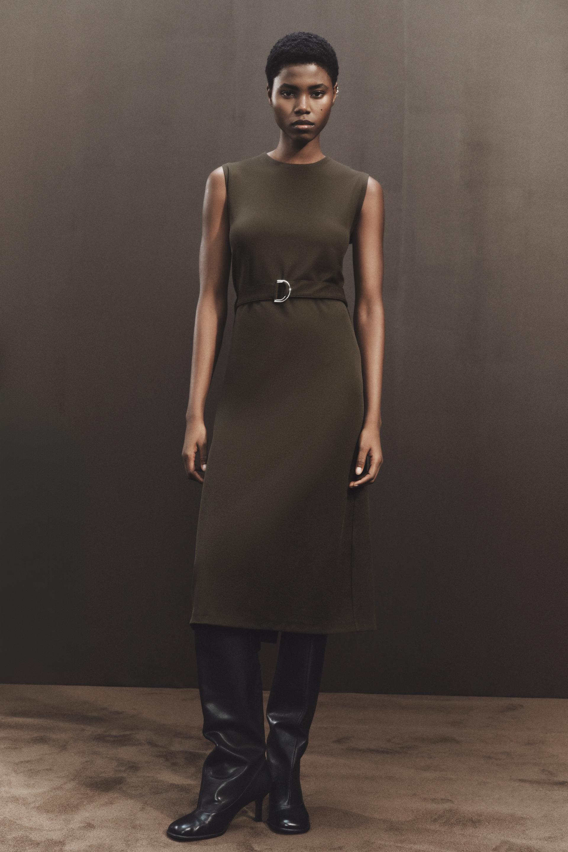 BELTED MIDI DRESS Product Image