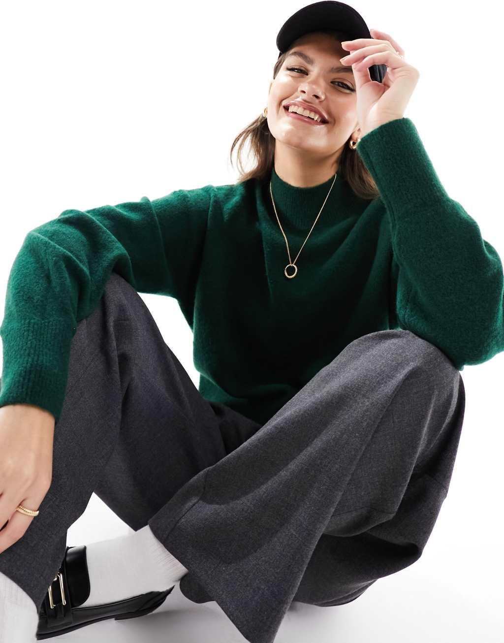 & Other Stories mock neck sweater in green Product Image