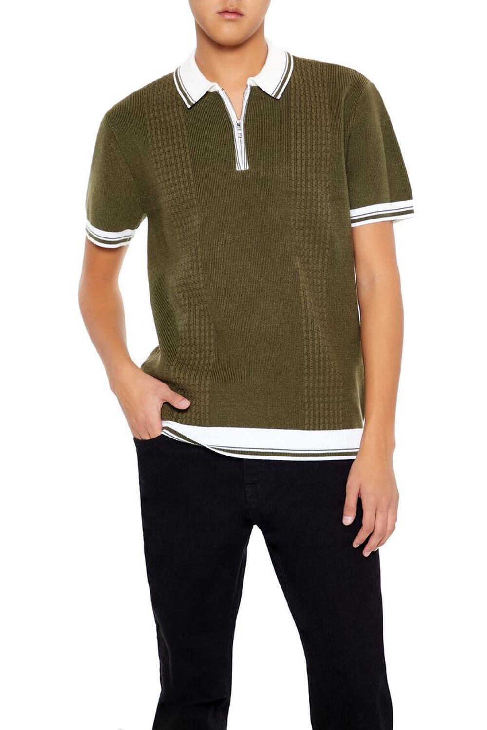 Quarter-Zip Sweater-Knit Polo Shirt | Forever 21 Product Image