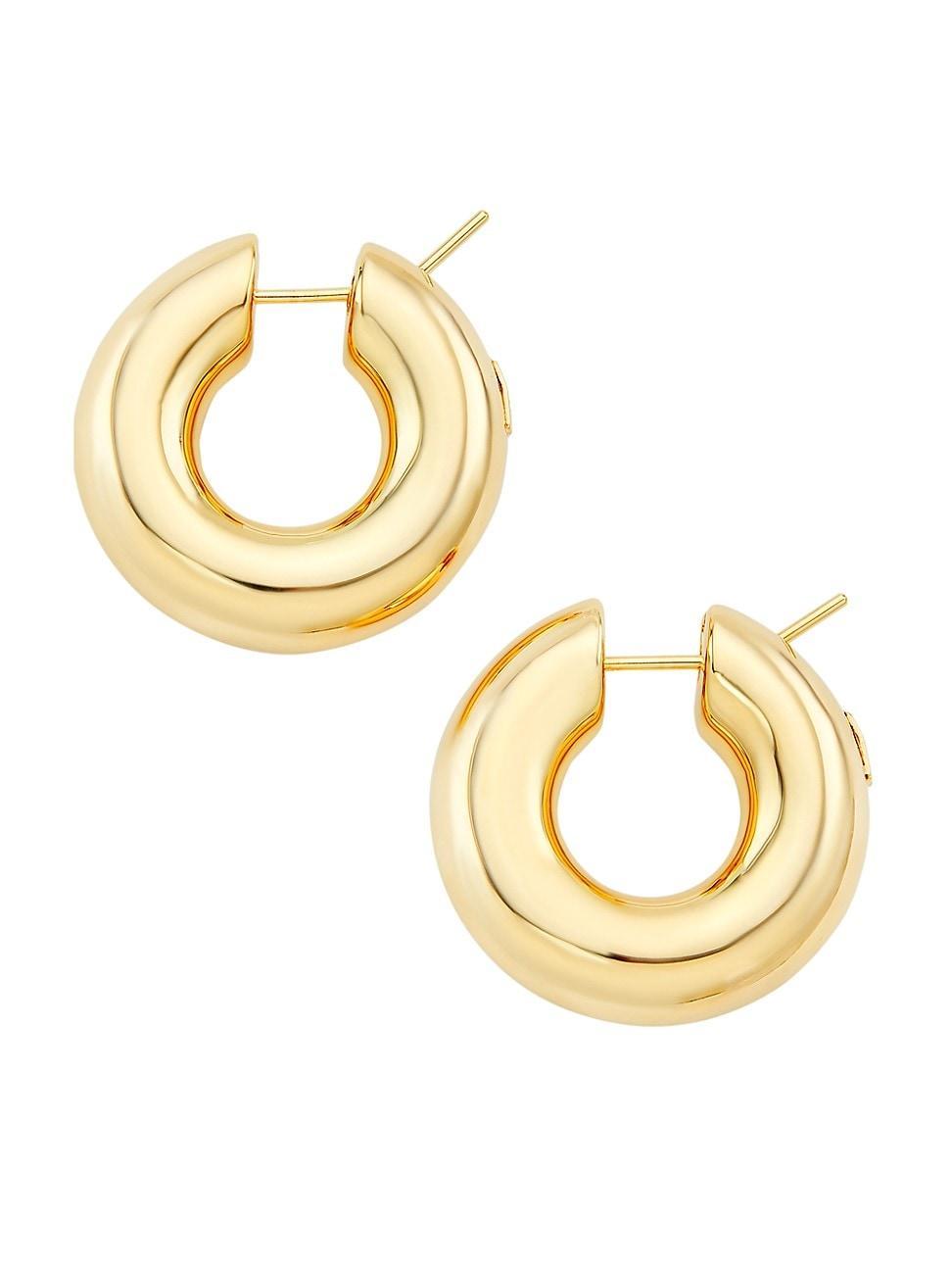 Womens 14K Yellow Gold Tubular Small Hoop Earrings Product Image