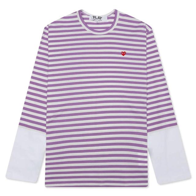 Stripe White T-Shirt - Purple Male Product Image