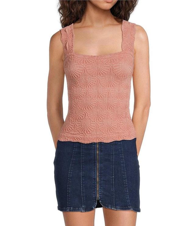 Free People Love Letter Jacquard Floral Square Neck Sleeveless Wide Strap Cami Top Product Image