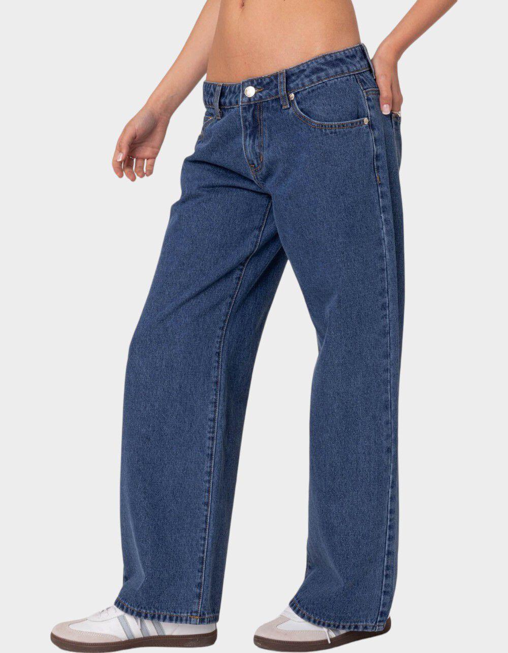 EDIKTED Petite Raelynn Washed Low Rise Jeans Product Image