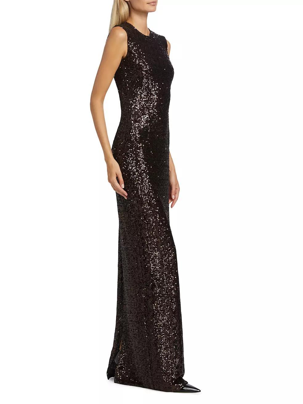 Sequined Sleeveless Column Gown Product Image