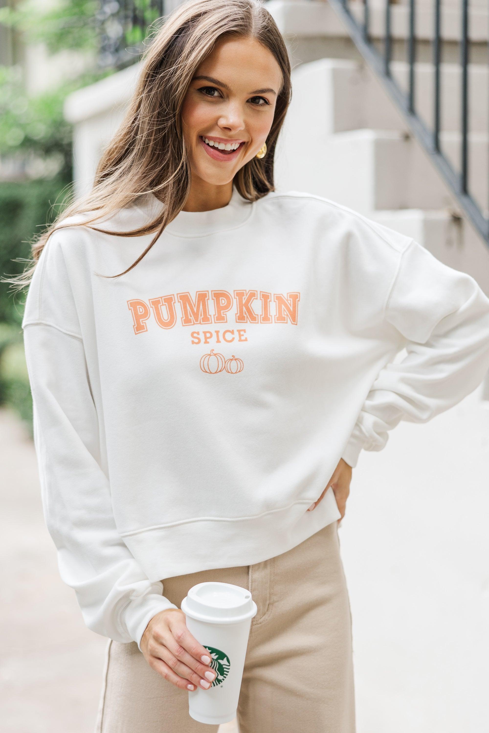 Pumpkin Spice White Graphic Sweatshirt Female Product Image