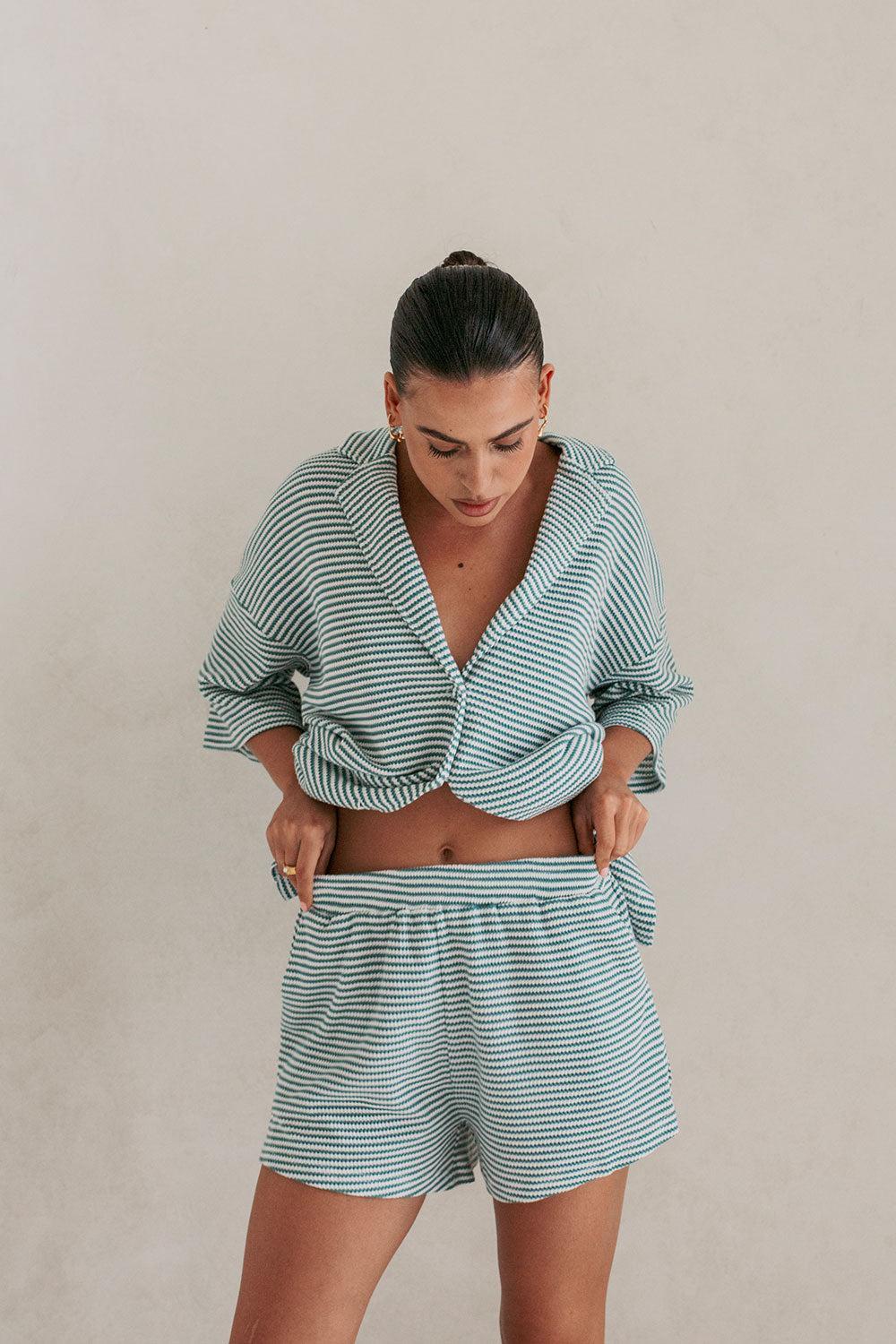 Mallory Top - Teal Stripe Product Image