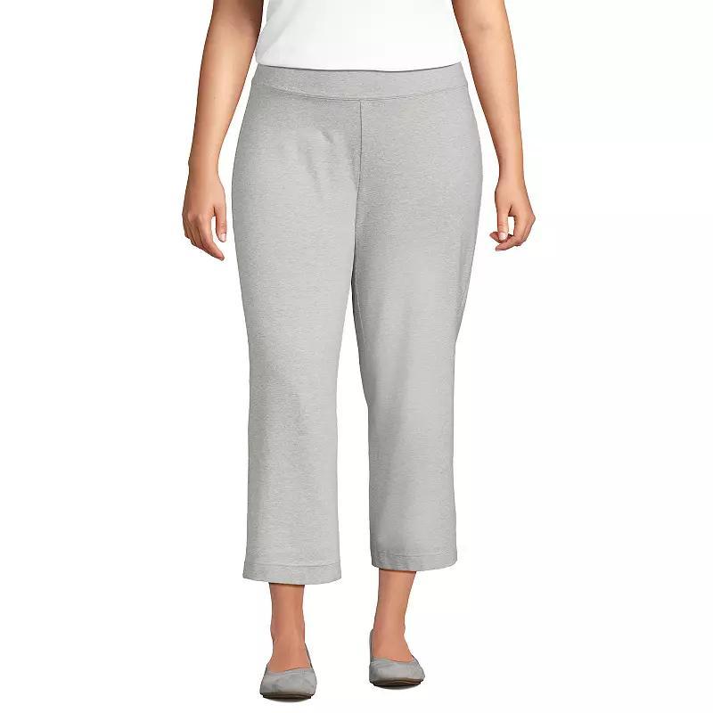 Plus Size Lands End Starfish Mid-Rise Elastic-Waist Pull-On Crop Pants, Womens Gray Grey Product Image